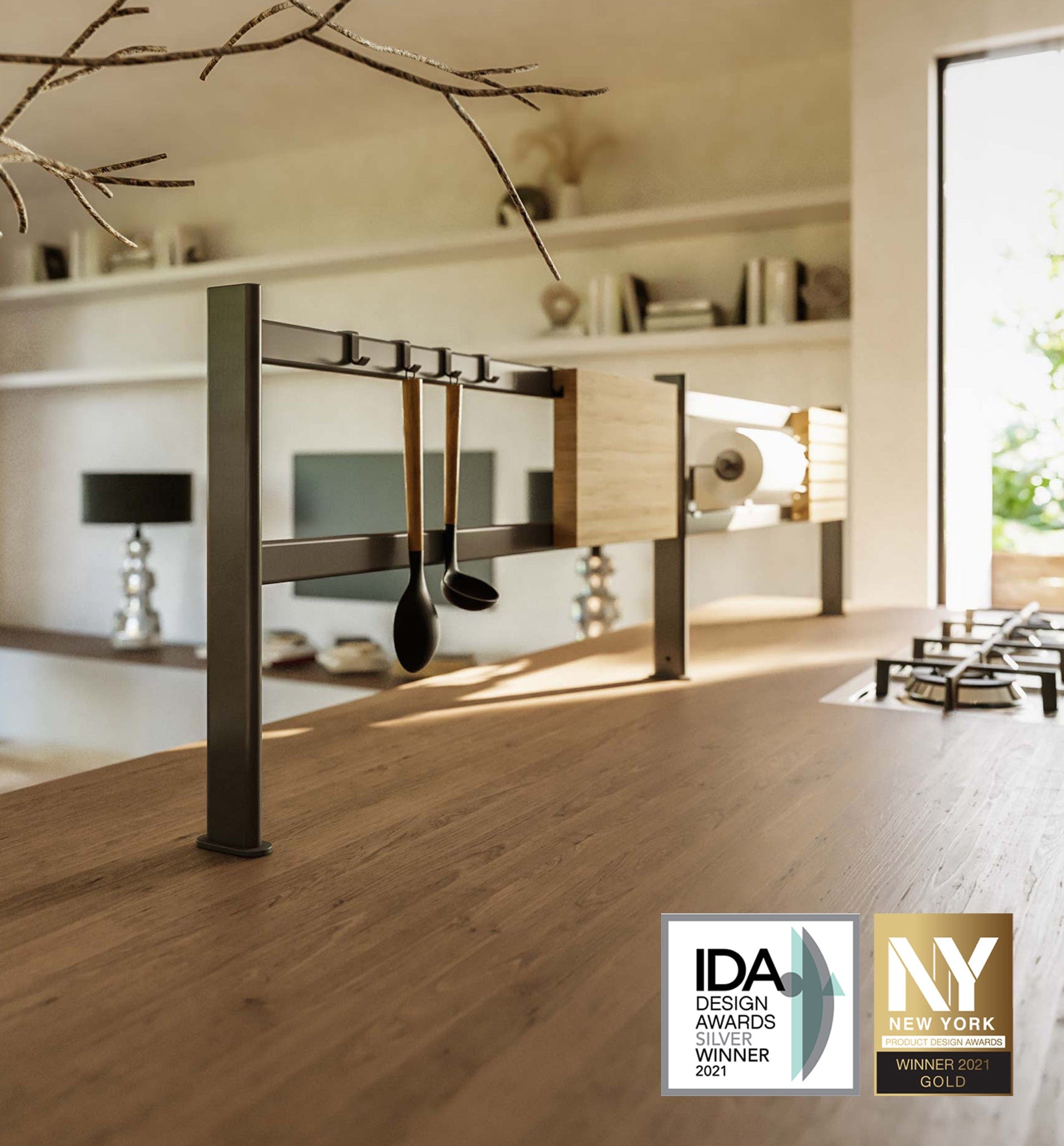 Gallery 1 Hang Top - sistema di accessori cucina per isole | Damiano Latini