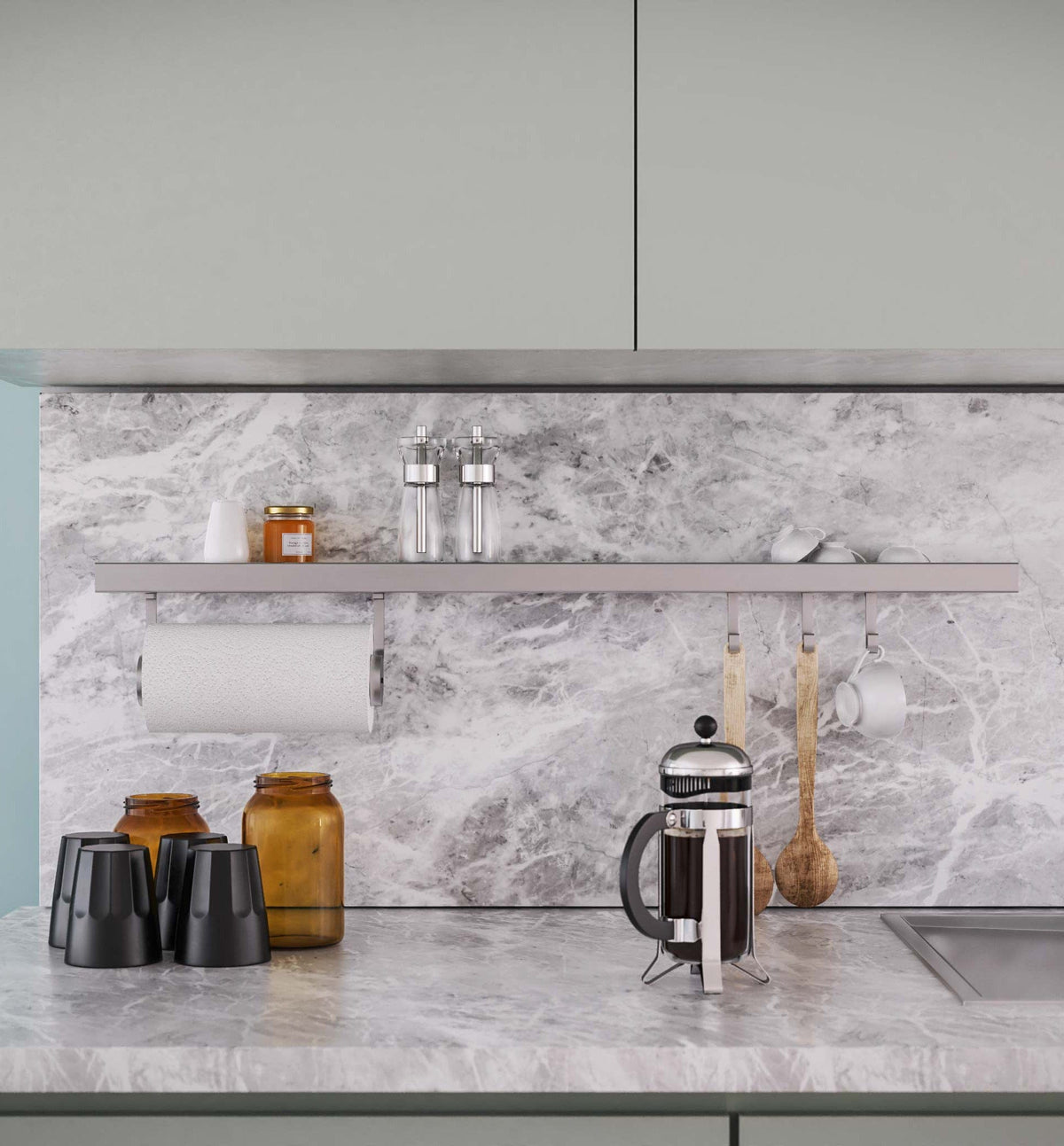 Horizon set brushed chrome L 90 cm